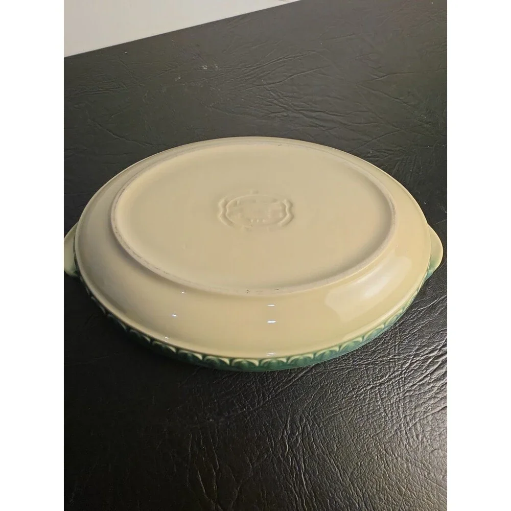 Longaberger Baking Dish Bunny Rabbit Casserole ACO Light Ivy Green Ceramic 13